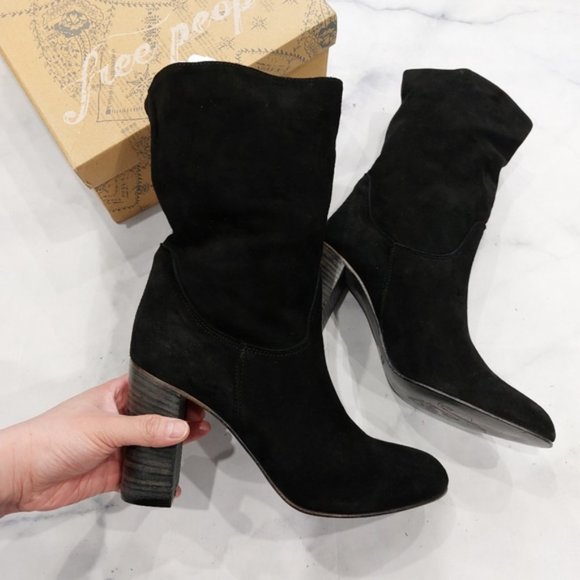Free People Black Suede Dakota Slouch Boots - Picture 3 of 10